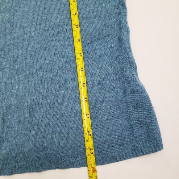 Adrienne Vittadini Cashmere Round Neck Long Sleeve Aqua Blue Pullover - Picture 4 of 7